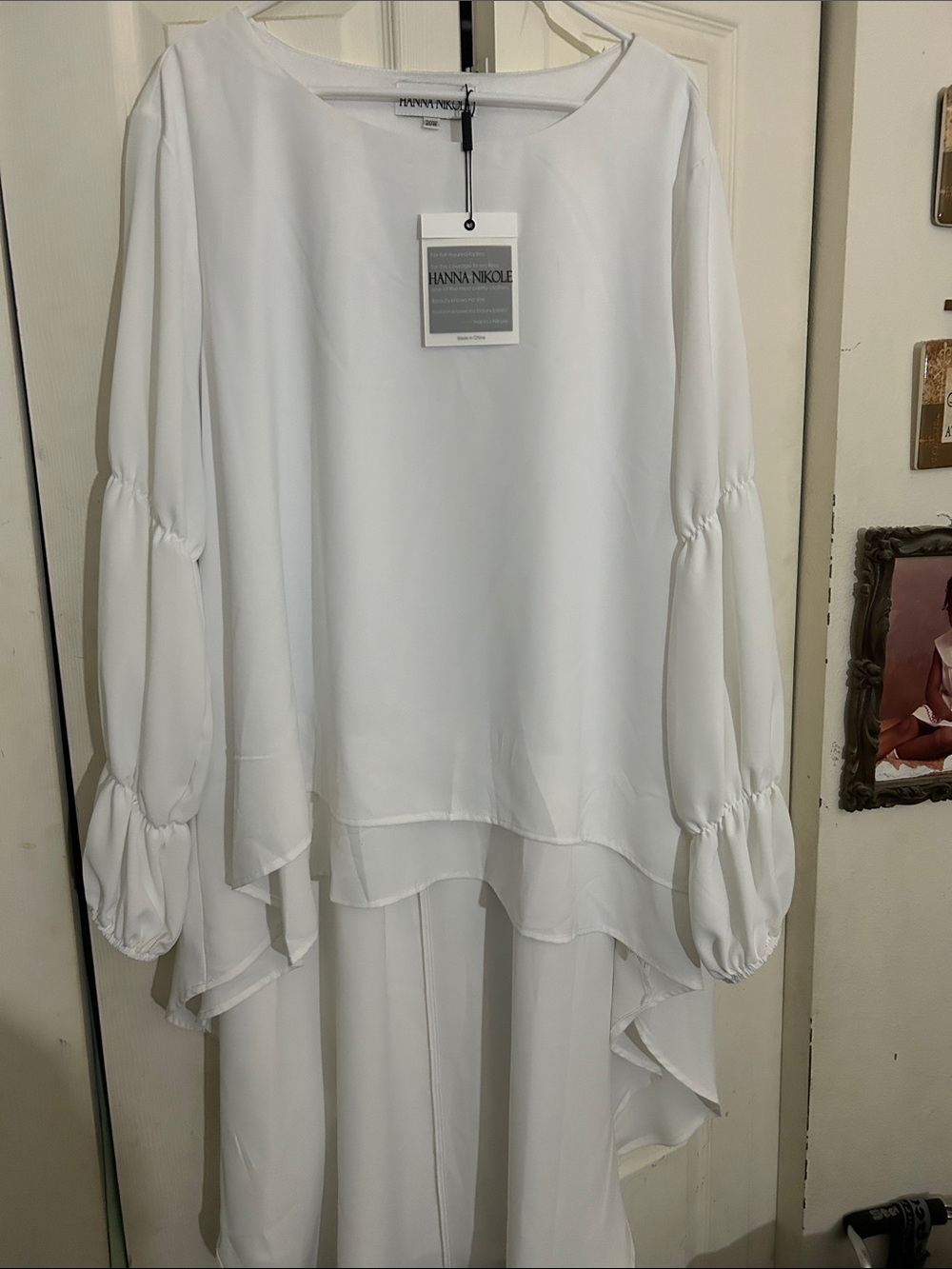 Hannah Nicole White Layered Bell-Sleeve Tunic